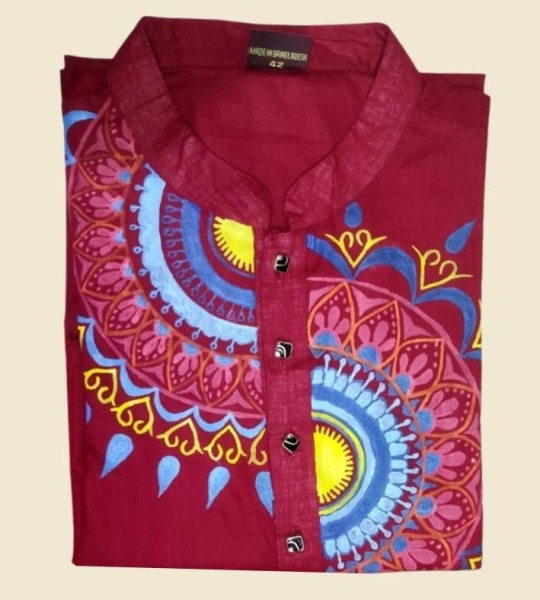 Hand-painted premium khadi Panjabi SL-216
